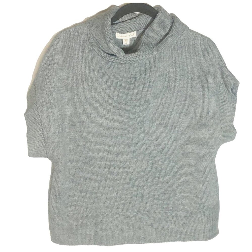 Coldwater creek sweater shirt knit short sleeve gray cowl neck size small READ